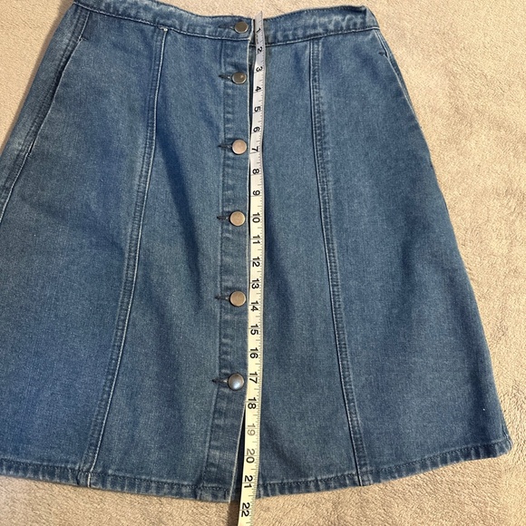 Denim A-Line Skirt Allegra K Small Button Pockets 90s Western Y2K Retro Boho - Picture 7 of 8